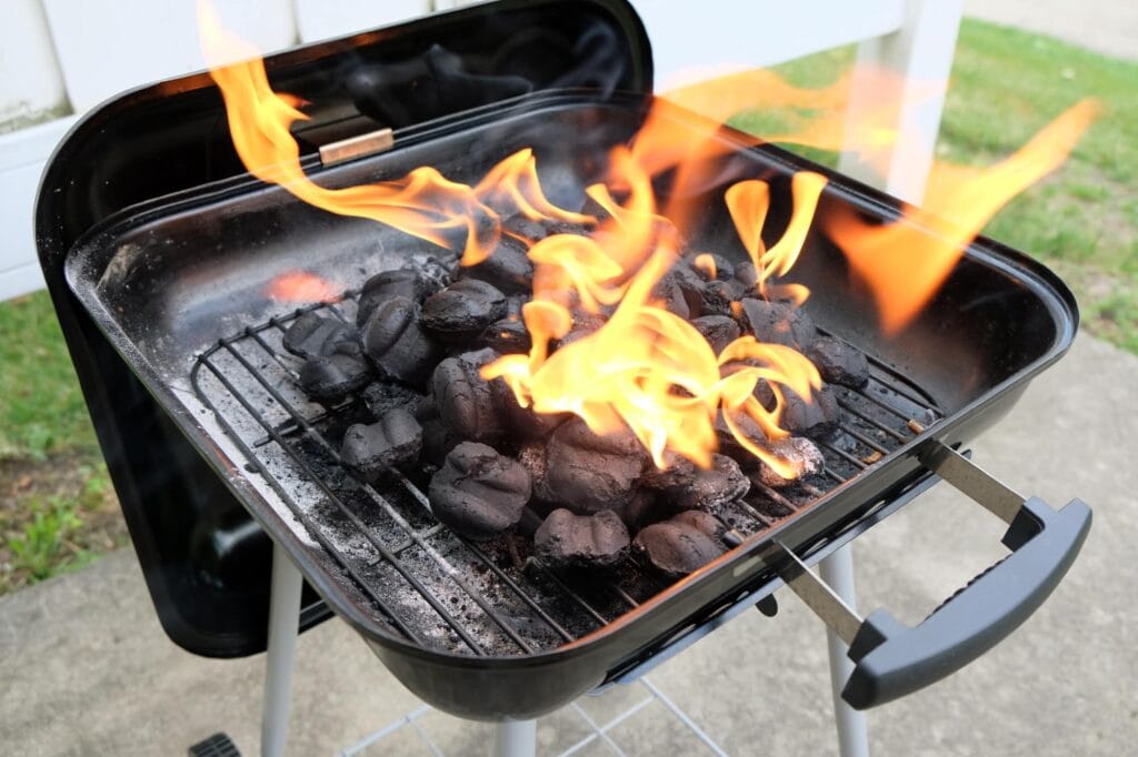 Nur Holzkohle oder Holzbriketts sind zum Grillen gedacht.